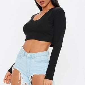 Missguided Black Scoop Neck Crop Top